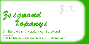 zsigmond kopanyi business card